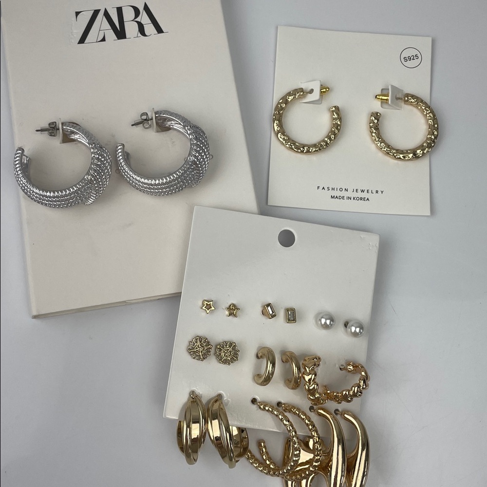 Zara Elegant Gold and Other Assorted Gold Silver Earring Collection
